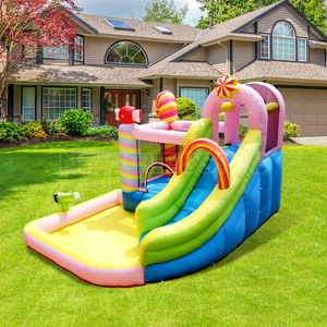 Castillo Inflable Pequeño y Divertido Happy Candy con Tobogán de Agua y Casa de Brinco para Niños, Regalo NB-93030 Happy - Product Image 5