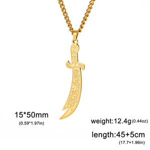 Myshape Imam Ali <span class=keywords><strong>Zulfiqar</strong></span> collana spada islamico musulmano calligrafia araba ciondolo in acciaio inox gioielli religiosi - Product Image 4