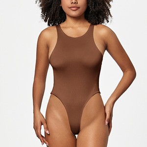 Vente en Gros Bodys Décontracté et Sexy <span class=keywords><strong>Femme</strong></span> Sans Manches, Combinaison Short de Plage Ajustée Couleur Unie - Product Image 5