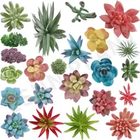 Mini Arranjo de Flores de Plástico, Decorado, DIY, Acessórios Verdes, Suculentas, B003-17 Artificial