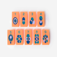 Jeu de tuiles de mahjong américain classique en acrylique à quatre couches, couleur orange corail, avec motifs personnalisés, pour cadeaux en gros et détaillants de jeux