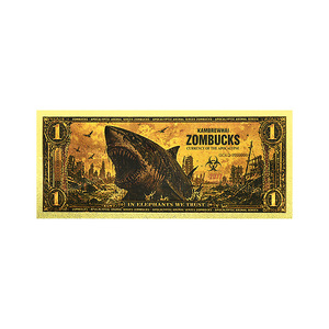 ZOMBUCKS Apocalyps Dier Goudfolie Bankbiljet Set Herdenkingskaart 24K Verguld Waterdicht PVC Souvenir Nieuwigheid Kunst Cadeau - Product Image 3