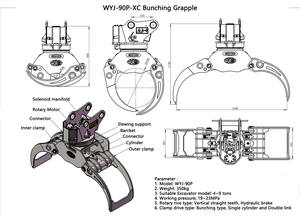 Grappin hydraulique pour bûches XUVOL MF36, mini-excavatrice, grappin pour bûches pour machine d'abattage, rotation, pièces de machines de construction en bois - Product Image 5
