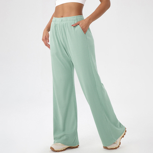 Pantalones Deportivos Tipo Waffle <span class=keywords><strong>de</strong></span> la Mejor Calidad, Pantalones Holgados Casuales <span class=keywords><strong>de</strong></span> Pierna Ancha, Pantalones Deportivos <span class=keywords><strong>para</strong></span> <span class=keywords><strong>Entrenamiento</strong></span> Físico y Yoga <span class=keywords><strong>para</strong></span> Mujer - Product Image 4