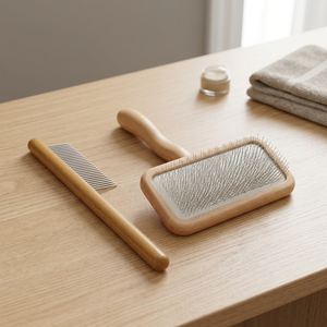Luxury Eco-Friendly <b>Wooden</b> Pet Deshedding Stainless Steel Pin & Slicker <b>Brush</b> for Dogs - Product Image 3
