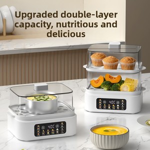 Cuiseur à œufs grande capacité pour la maison, cuiseur à œufs portable, cuiseur vapeur électrique multifonctionnel, machine à petit-déjeuner à double couche avec minuterie - Product Image 2
