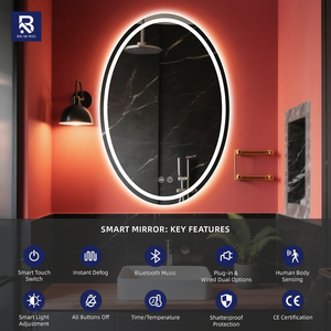 <span class=keywords><strong>Miroir</strong></span> <span class=keywords><strong>de</strong></span> <span class=keywords><strong>salle</strong></span> <span class=keywords><strong>de</strong></span> <span class=keywords><strong>bain</strong></span> et <span class=keywords><strong>de</strong></span> coiffeuse ovale intelligent minimaliste moderne <span class=keywords><strong>de</strong></span> qualité supérieure |   Lumière LED à intensité variable dédiée aux hôtels pour salons <span class=keywords><strong>de</strong></span> coiffure et spas <span class=keywords><strong>de</strong></span> beauté - Product Image 2
