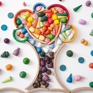 Juego de bloques de construcción de madera, 200-400 piezas, formas creativas de arcoíris para niños de 2 a 6 años, juguete unisex - Product Image 3