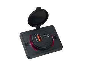 อะแดปเตอร์ชาร์จไฟในรถยนต์แบบติดผนัง QC3.0+PD พร้อมไฟ LED สำหรับรถยนต์ รถบัส เรือ RV ATV รถบรรทุก รถกอล์ฟ ราคาโรงงาน - Product Image 1