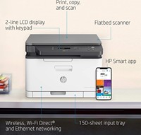 Printer HP Color Laser MFP M178nw Rekondisi, Cetak Salin Pindai Nirkabel Kompatibel untuk HP, Kecepatan Salin 18 Cpm, Pindai 4800x4800 DPI