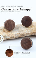 Diffuseur d'huiles essentielles cylindrique de luxe pour voiture avec couvercle en bois et clip de ventilation en alliage d'aluminium, type gel, sans électricité requise