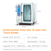 Four combiné électrique à 10 plateaux avec commande tactile numérique, porte coulissante, qualité professionnelle, pour boulangerie, four à vapeur de comptoir, restaurants, 380V