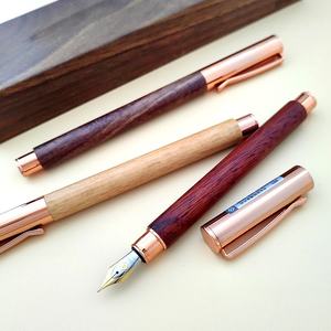 Pluma estilográfica ecológica de madera de cebra y Arce, sin fugas, regalo de lujo, pluma de madera exótica con puntas de iridio, adornos de oro rosa - Product Image 2
