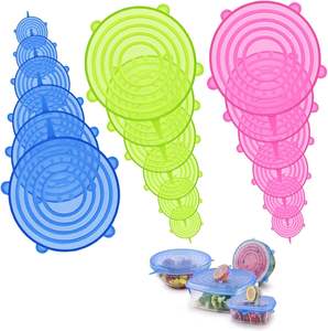 Juego de 6 Cubiertas de Silicona para Conservar Alimentos, Cubiertas de Silicona de Grado Alimenticio que se Pueden Estirar para Sellar Frutas y Verduras - Product Image 1