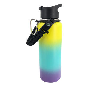 Poignée de bouteille d'<span class=keywords><strong>eau</strong></span> de sport d'extérieur en paracorde noir faite à la main, avec boussole, allume-feu et boucle personnalisable – Vente chaude - Product Image 3