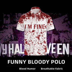 Maglietta da golf di Halloween I'm Fine, solida e traspirante, per uomo, divertente, umoristica, per abiti originali - Product Image 2