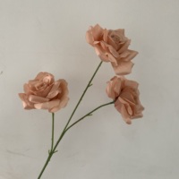J-260702 Roses artificielles en soie à 3 têtes, sans feuilles, effet diamant, pour mariages, arrangements floraux, mur de fleurs cascade