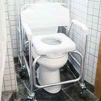 Chaise de douche roulante, fauteuil roulant, pour personnes âgées et handicapées, roues à verrouillage arrière, équipement de sécurité pour la salle de bain