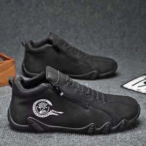 Chaussures décontractées en cuir PU pour hommes, bottines courtes à fermeture éclair latérale, baskets polyvalentes à semelle plate pour l'extérieur - Product Image 6