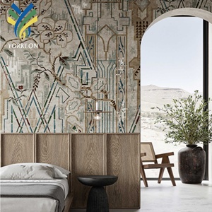 YKF-EI 2 Murals muraux en bois 3D personnalisés Rouleaux dorés métalliques dorés à l'or fin Hieroglyphes égyptiens Murale en liège blanc Papier peint - Product Image 2