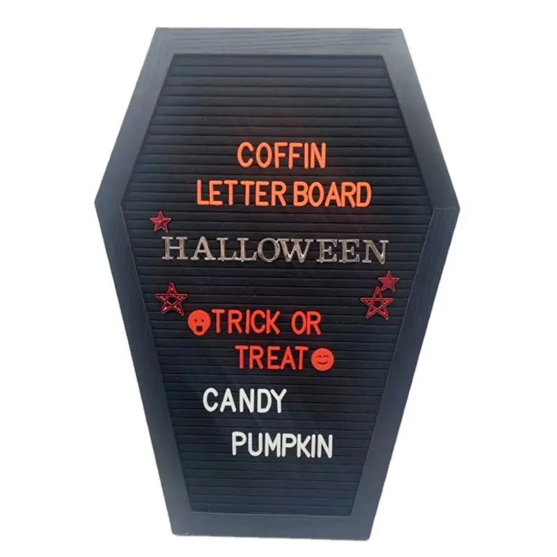 Tabut yazı tahtası siyah keçe mesaj panosu, gotik dekor Spooky hediye cadılar bayramı süslemeleri