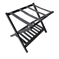 Venta al por mayor de fábrica, portaequipajes plegable de madera maciza, estante para zapatos para dormitorio de Hotel, estante para bolsas, suministro de hospitalidad para hoteles