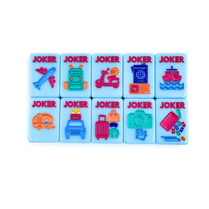 <span class=keywords><strong>Jeu</strong></span> de Mahjong Moderne Bleu Clair à Thème Gaufré, Portable en Acrylique, pour Loisirs Sociaux et Cadeau Amusant - Product Image 2