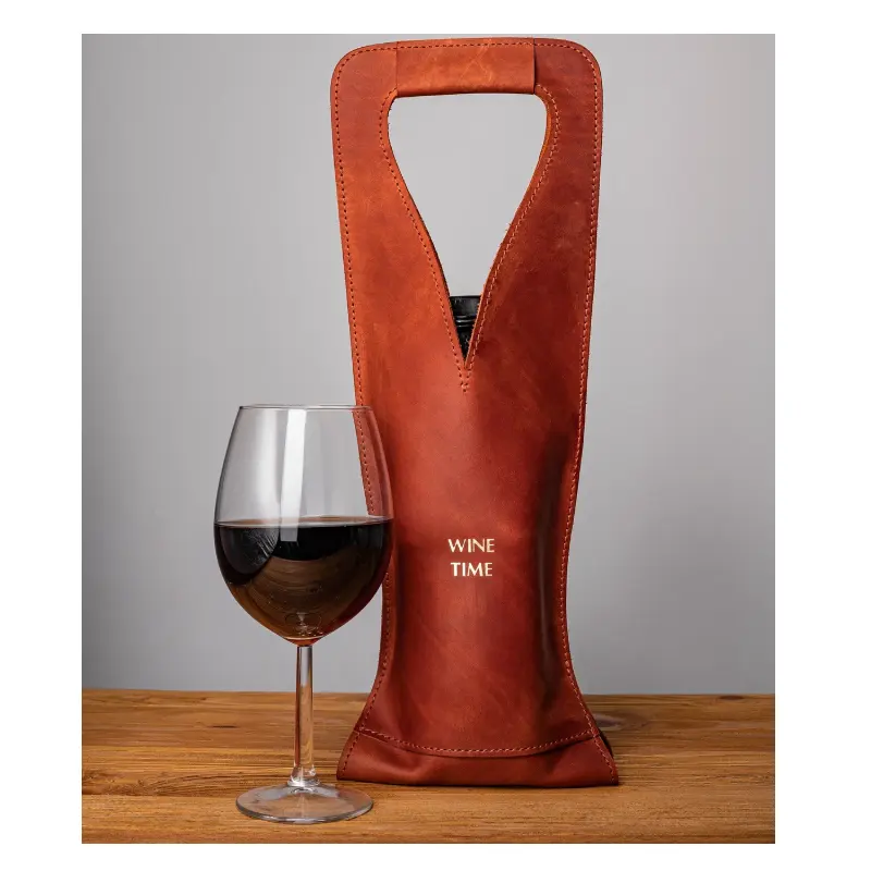 กระเป๋าใส่ไวน์ทำจากหนัง PU ของขวัญสำหรับใช้ในครัวเรือนไวน์วิสกี้และไวน์