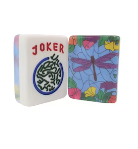 Tuile de Mahjong en acrylique double couche gravée personnalisée Taille personnalisée 42mm Jeu de tuiles de qualité casino professionnel magnétique - Product Image 3