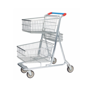 <span class=keywords><strong>Double</strong></span> panier de supermarché style européen, chariot de courses de haute qualité, vente en gros - Product Image 1
