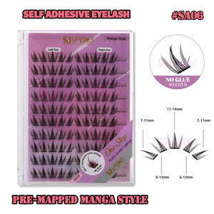 Cils en grappes individuels personnalisés de couleur violette, pré-collés, prix de gros - Product Image 1