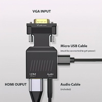 Adaptador VGA a HDTV, Convertidor de Audio y Cable de Alimentación, 1080P, Revestimiento de PVC, Diseño Compacto, para Computadora/Laptop, Monitor, TV, Proyector