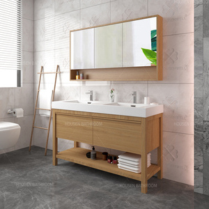 Meuble de salle de bain Housen à poser au sol avec vasque simple, armoire de toilette avec miroir tactile pour club de divertissement, ensemble de meubles de salle de bain - Product Image 1
