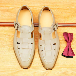 Sandalias de cuero genuino transpirables de verano para hombre, sandalias planas informales para exteriores, sandalias hechas a mano de alta calidad - Product Image 6