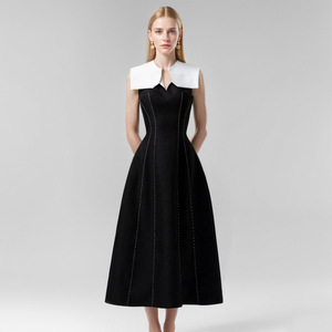 Two Tone Black and White Dress - Color Block Casual Maxi Two Tone Black and White Dress - Color Block Casual Maxi