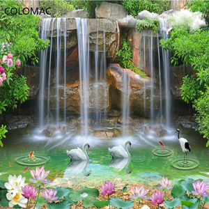 Carta da Parati Personalizzata con Foto 3D Stereoscopica di Paesaggio con Cascata per Soggiorno, Sfondo per Divano e TV, Adesiva e Rimovibile - Product Image 4