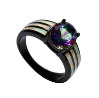 Bague de mariage en argent sterling 925 avec opale tropicale incrustée, zircon, opale de feu bleue et topaze mystique arc-en-ciel – Vente en gros de bijoux de mode