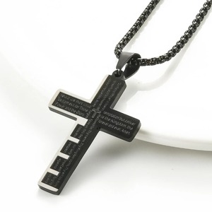 Collier avec pendentif croix de Jésus en acier inoxydable pour hommes et femmes, multicolore, breloques de prière chrétienne, biblique, catholique, amulette, bijoux, cadeau - Product Image 5