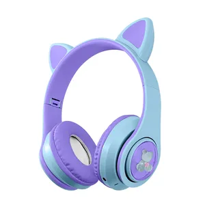 LED Cat Ear Headphones BT5.0 Noise Cancelling Adults Kids girl Wireless Headset With Mic TF Card FM Radio