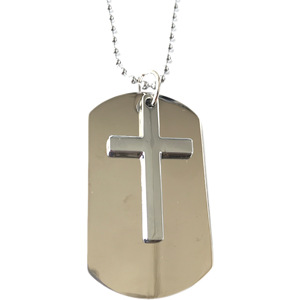 Cruz de religión con Etiqueta de perro en blanco Plata Oro Negro Bronce Collar de metal Cadena de cuello para Iglesia - Product Image 3
