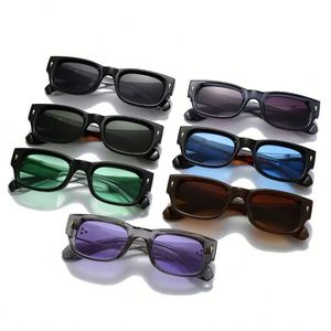 Gafas de Sol Personalizadas con Logotipo, Estilo Vintage 2025, Diseño de Leopardo Verde Punk, Lentes Degradadas UV400, Remaches Cuadrados, para Hombre y Mujer - Product Image 4