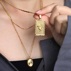 สร้อยคอนำเทรนด์18K ชุบทอง Tarnish ฟรีจี้ใหญ่กุหลาบนูนสร้อยคอชั้นสำหรับผู้หญิง<span class=keywords><strong>2022</strong></span> - Product Image 5