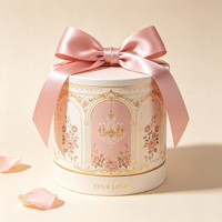 Boîte cadeau ronde personnalisée de haute qualité, emballage rigide en papier pour cosmétiques de luxe avec design nœud ruban, vente en gros