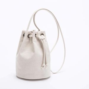 Canvas Bag Female New Bucket Bag Female Shoulder Messenger Korean Harajuku <b>Mini</b> Drawstring <b>Backpack</b> Bag - Product Image 3