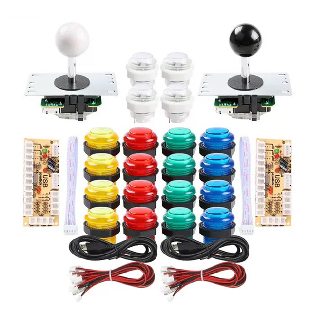 DIY American Style Arcade Shooting Machine Kit Stainless Steel LED Push Buttons Zero Delay USB Encoder Joystick Rechargeable