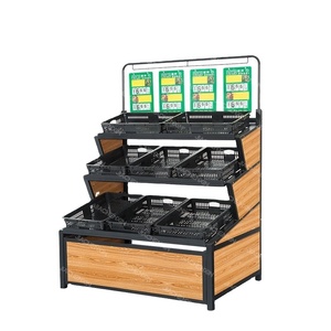 Rau và trái cây hiển thị kệ cửa hàng thiết kế hiển thị đứng màu xanh lá cây Rau Trái Cây giá kệ siêu thị Rau kệ - Product Image 3