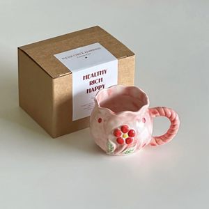 Coffee Ceramic <strong>Mug</strong> Cute Cherry 12 oz Ceramic <strong>Mug</strong> <strong>with</strong> Creative Rope <strong>Handle</strong> for Home Office <strong>with</strong> Spoon Dishwasher Safe (Pink <strong>Mug</strong>) - Product Image 5