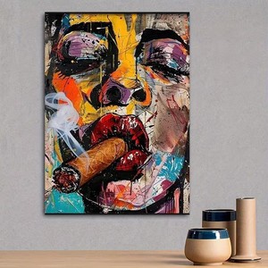 Peinture à l'huile abstraite de <span class=keywords><strong>visage</strong></span> de <span class=keywords><strong>femme</strong></span>, art pop, cubisme, portrait, impression sur toile, sans cadre, couleurs <span class=keywords><strong>noir</strong></span> <span class=keywords><strong>et</strong></span> <span class=keywords><strong>blanc</strong></span>, décoration murale pour chambre à coucher, salon - Product Image 4