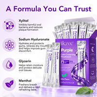 Ikzee Marque Privée 20 Sachets Bain de Bouche Menthe Violet Blanchiment des Dents Correction de la Couleur Rafraîchit l'Haleine Soutient la Santé des Gencives