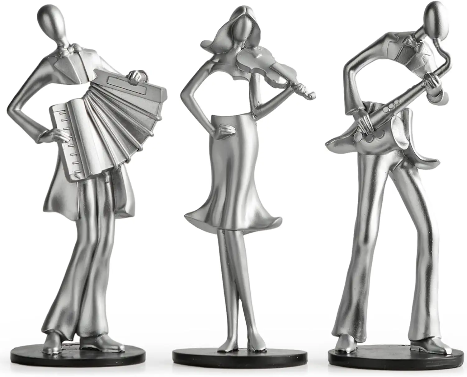 Современная скульптура, Серебряный декор: статуя музыканта, Музыкальная статуэтка, коллекционные фигурки для гостиной, офиса